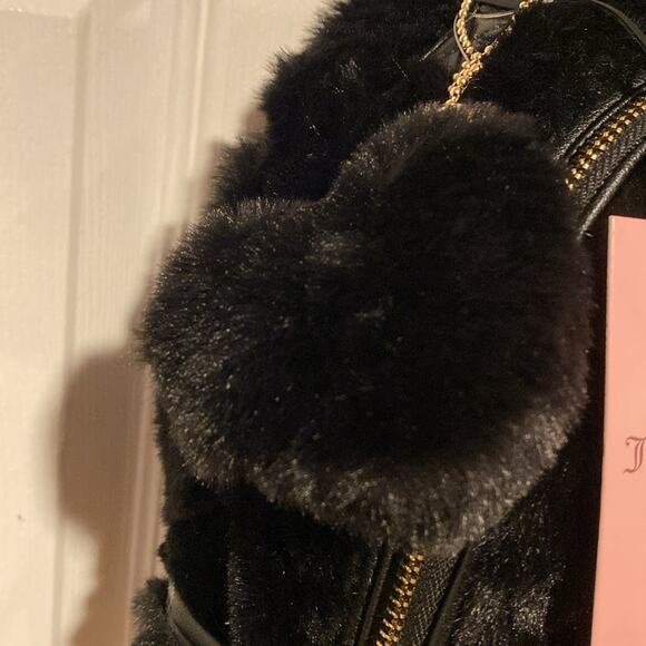 BNWT JUICY COUTURE Let\'s Get Cozy Backpack Black Furry Winter Backpack